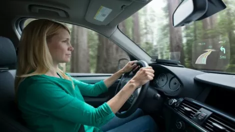 Woman driving side