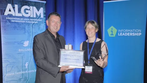 Ict vendor of year mike foley president algim and sarah heal director information leadership