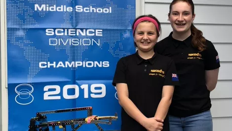 Riley pollard left and tara stevens of the nakibots team