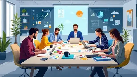 Professionals collaborating modern new zealand office creative it integration