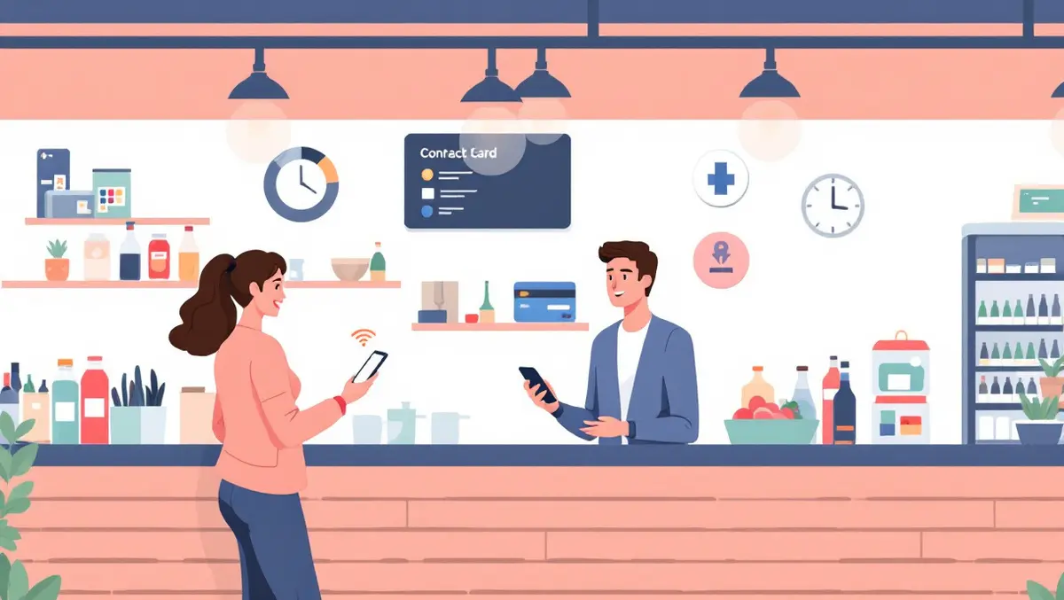 Uk small shop customer contactless payment smartphone digital wallets icons