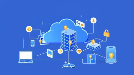 Cloud servers connected digital devices secure payment network global digital payment