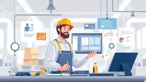 Professional industrial digital tools machinery computer screens workforce development