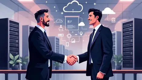 Nz office it business acquisition integration professionals shaking hands