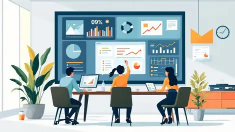 Marketers analyzing digital customer data crafting unified marketing message