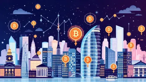 London financial district skyscrapers digital assets blockchain coins institutional stability