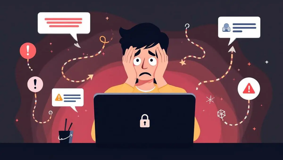 Worried online shopper digital threats phishing hooks black friday shopping