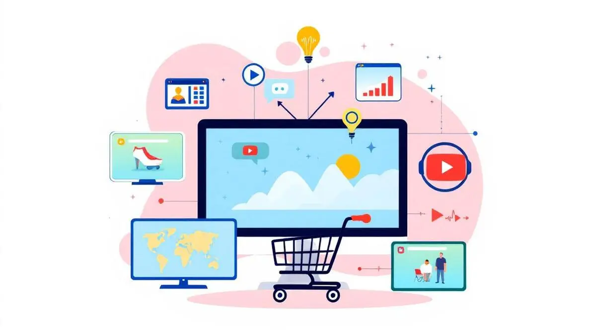 Shopping cart digital screens showing products online shopping integration media