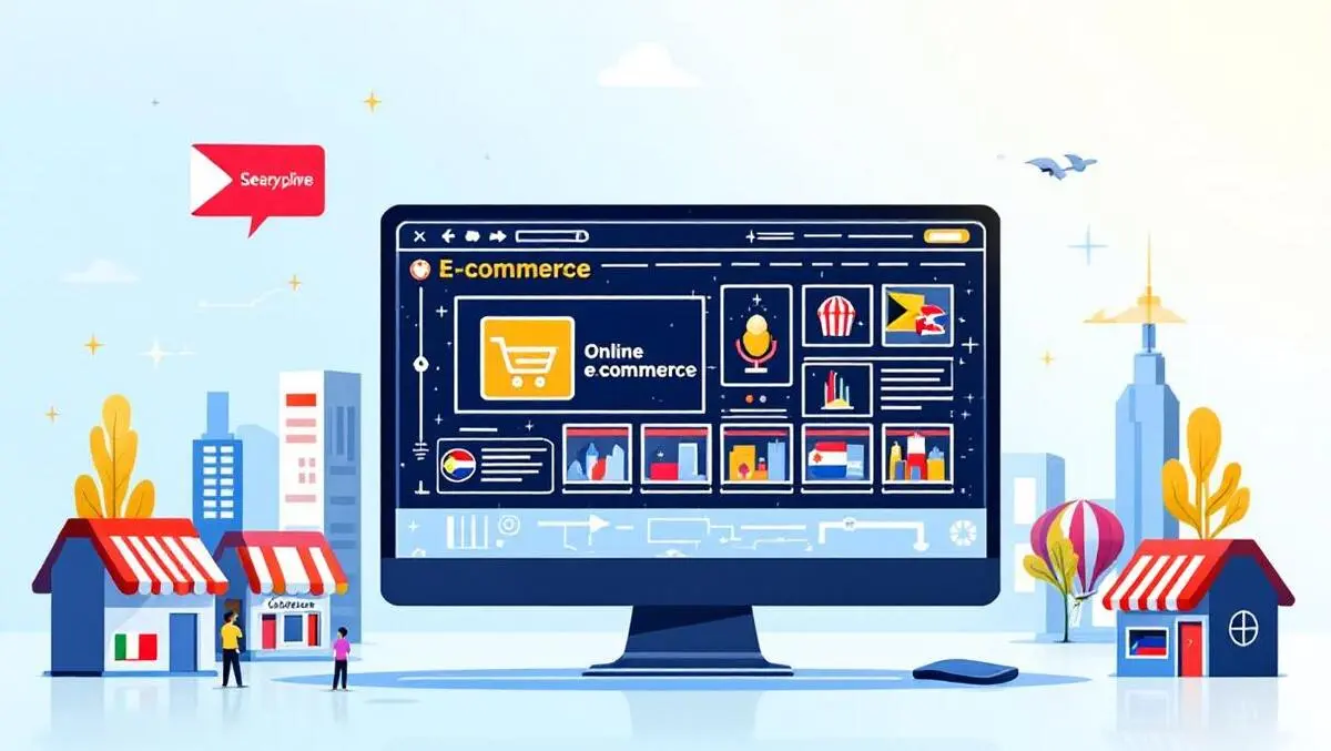 Computer screen ecommerce website global online retail technology stores