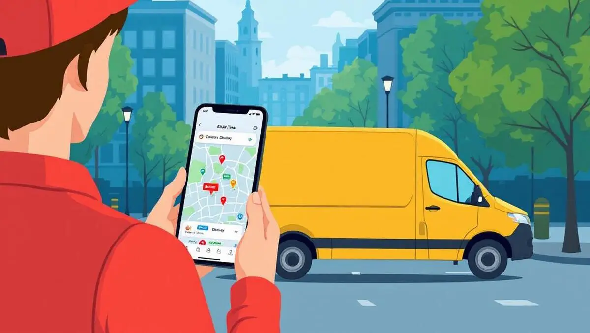 Uk delivery van city streets smartphone map customer digital transparency