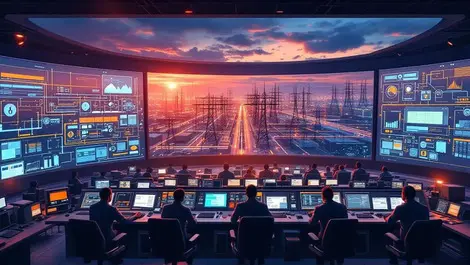 Cinematic control room power grid operators critical infrastructure