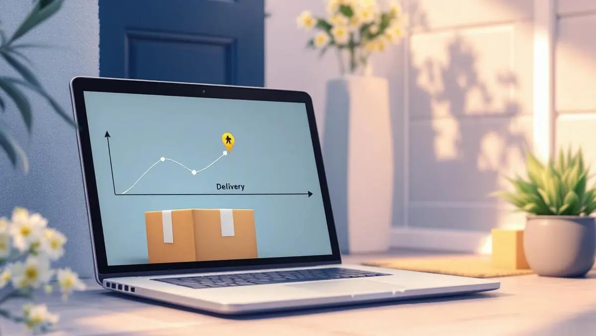 Laptop delivery tracking timeline parcel at uk front door scene