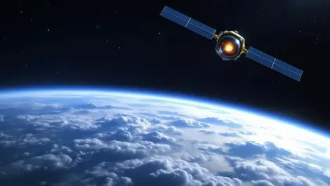 British satellite above uk with visible contained plasma orb chamber