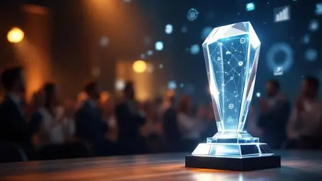 Crystal trophy corporate award stage customer experience cms