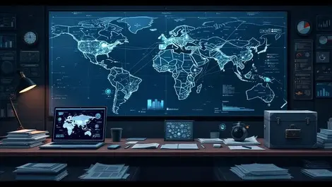 Moody military ops desk ai supply routes map secure data box