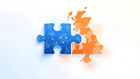 Data audience puzzle pieces united kingdom flat illustration