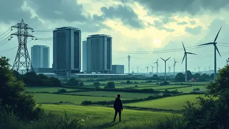 Moody uk data centre near town gen z youths environmental tension