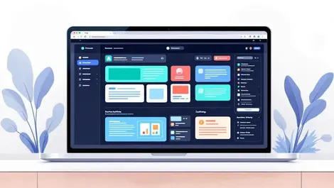 Ai dashboard workspace laptop chat publish rearrange blocks