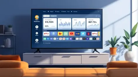 Modern living room ctv analytics dashboard streaming tiles