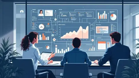 Modern marketing team analytics dashboard workflow nodes